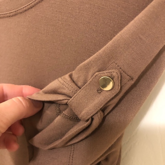 Short Sleeve Taupe/Light Brown T-Shirt Swing Dress - Picture 4 of 9